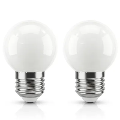 Zestaw 2 białych żarówek LED E27 do girland ogrodowych | Dekoracyjne oświetlenie LED 1W, 90 lm