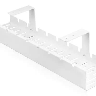 Organizer na kable pod blat biurka 50 cm | Koszyk, prowadnica, uchwyt | Biały | CWT-O1