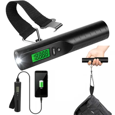 Elektroniczna waga bagażowa | powerbank 3000mAh, latarka, termometr | do 50kg ±10g | OSC-38