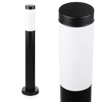 Lampa ogrodowa stojąca, słupek okrągły na żarówkę E27 | Zasilanie 230V, stal nierdzewna | Czarny mat, 65cm | LLR-65CM
