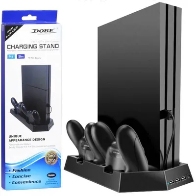 Podstawka chłodząca do PS4 / Slim / Pro | Stacja dokująca z HUB 3 USB | HB-P06-3in1-B