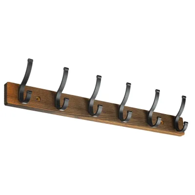 Drewniany wieszak na kurtki, ubrania | Wieszak ścienny do przedpokoju | Wieszak z 12 haczykami | HG-60CM-WOOD