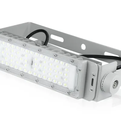 Profesjonalny halogen 50W LED | Mocne oświetlenie do hal sportowych, fabryk, domu | Aluminiowa lampa | Naświetlacz z regulowanym uchwytem | TMN-50W-S