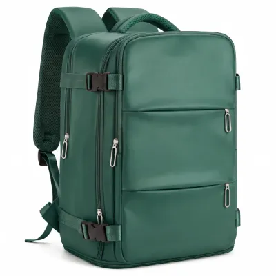Plecak podróżny 40×30×20 cm bagaż kabinowy | Plecak do samolotu z portem USB, komorą na laptopa i buty | BR13-GREEN