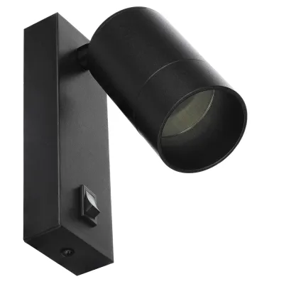 Czarna lampa ścienna | Kinkiet z ruchomym reflektorem | Reflektor z gwintem GU10 | Lampka nocna z włącznikiem | BD-C278-Black