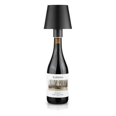 Lampka stołowa LED z wbudowanym akumulatorem | Lampka stołowa zakładana na butelkę | HJA45-BLACK