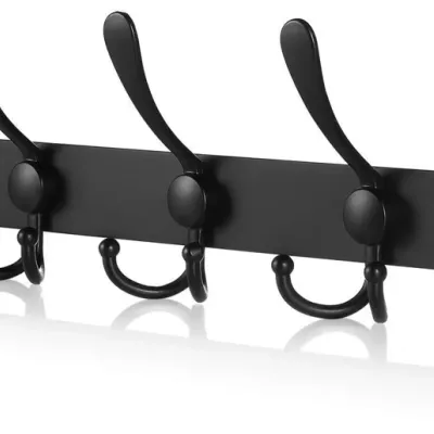 Metalowy wieszak na ubrania | Uchwyt na ręczniki | Wieszak ścienny | Haczyk na ubrania | DSW-H05-BLACK