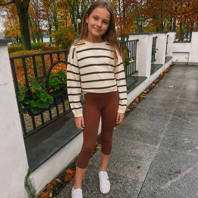 Legginsy Dziecięce 3/4 Brąz