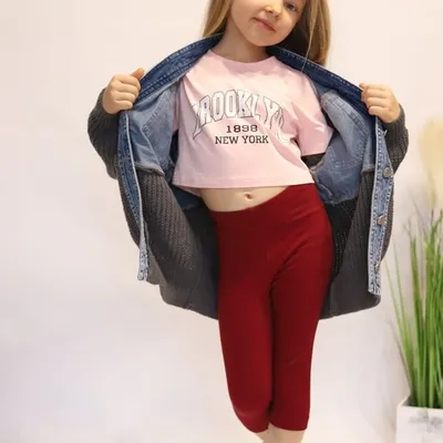 Legginsy Dziecięce 3/4 Burgund