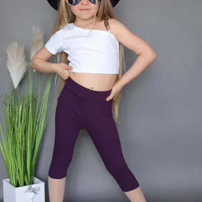 Legginsy Dziecięce 3/4 Śliwka