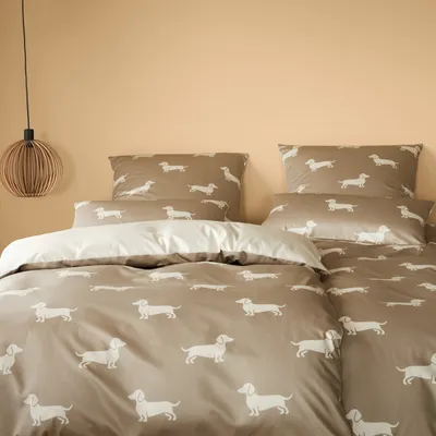 Pościel satyna bawełniana Elegante Dogs 24540-7 Natur/Beige