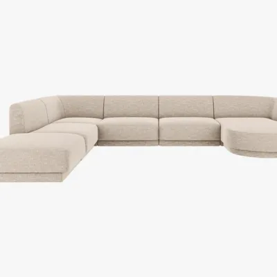 Narożnik panoramiczny sofa narożna 330/255/70 beż tkanina strukturalna Miley od Micadoni