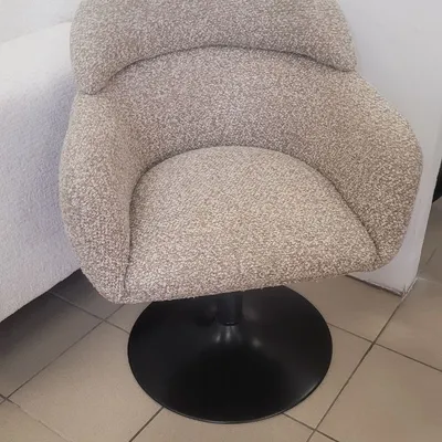 Fotel obrotowy CAVO, ciemny beż, boucle, idealny do toaletki, biurka, 83/60/55