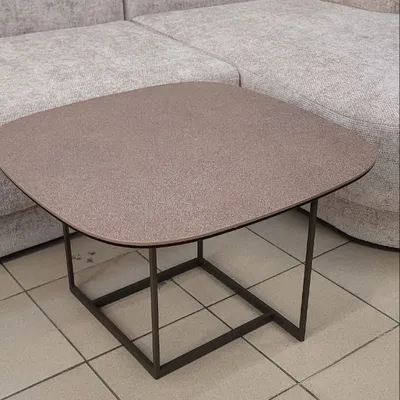 Ława Roma, stolik, brąz, kwadratowy blat ze spieku, 65/65/42 cm podstawa stalowa