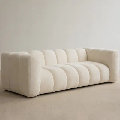 REZERWACJA Sofa 3-osobowa jasny beż szenil 230/95/70 Lupine od Micadoni