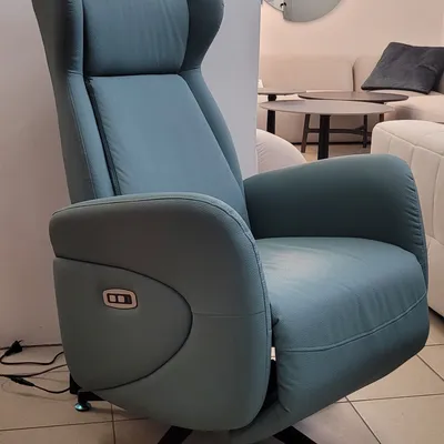 Fotel elektryczny GREENY rozkładany, ekoskóra w kolorze zielonym, obrotowy
