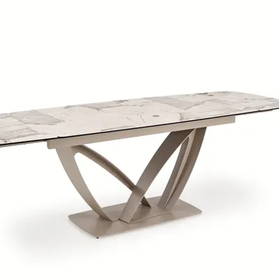 BENINI stół rozkładany, beżowy / kaszmirowy 160-240/90/77 cm