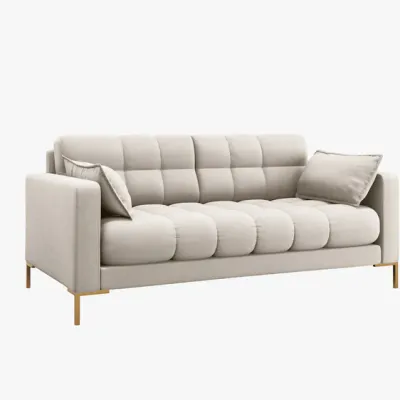 Sofa 2-osobowa beżowa tkanina strukturalna na złotych nogach 152/96/75 MAMAIA od Micadoni