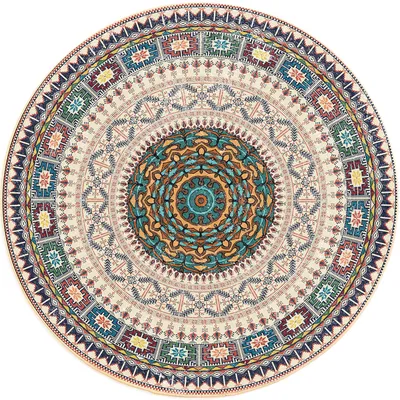 Dywan okrągły NOVO Strado nowoczesny beżowy deliktany wzór do salonu Orientalny 200x200 cm