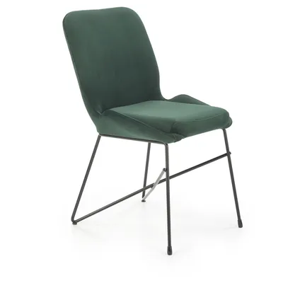 Krzesło ciemny zielony tapicerowane velvet metalowe nowoczesne loft K454