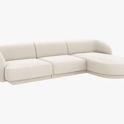 Narożnik, sofa narożna prawostronna jasny beż welur 255/156/70 Miley od Micadoni