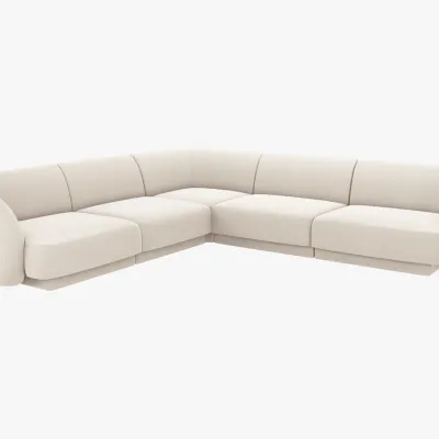 Narożnik, sofa narożna Uniwersalna beż Welur 255/255/70 cm Miley