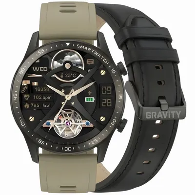 Smartwatch męski Gravity gt10-2 - amoled, dodatkowy pasek (sg046b)