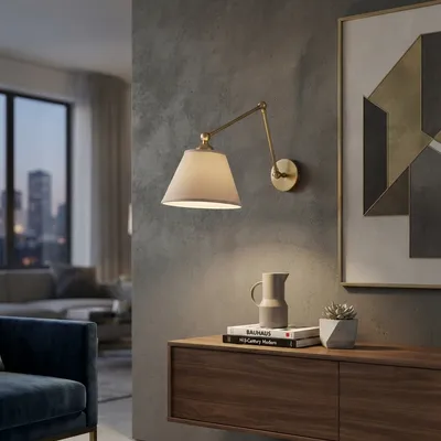 Lampa ścienna Art-Brass z regulowanym ramieniem