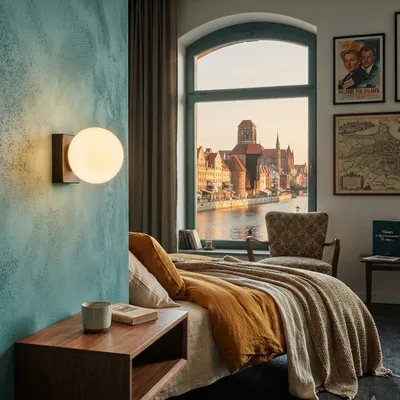 Lampa Ścienna Kinkiet Kula Mleczna Szklana Fitz
