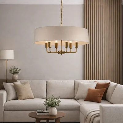 Lampa wisząca GLAMORO z mosiądzu z abażurem
