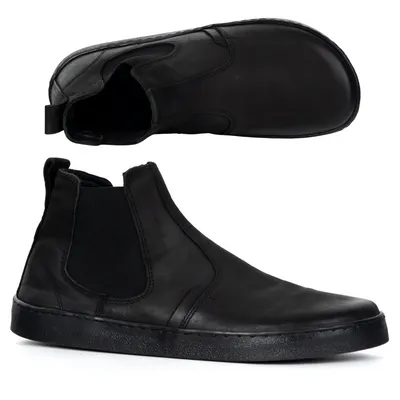 Buty męskie sztyblety barefoot skórzane Olivier 100KZ czarne