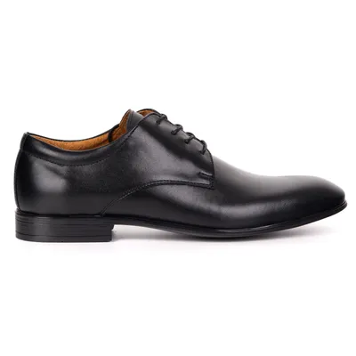 Buty męskie skórzane wizytowe Olivier 484 czarne– klasyczne półbuty derby