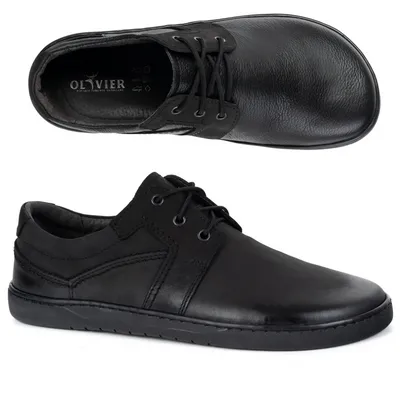 BAREFOOT Męskie buty skórzane sznurowane minimalistyczne 115KZ czarne crazy