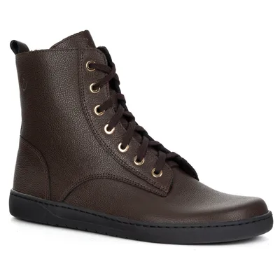 Buty damskie barefoot zimowe skórzane Olivier Liv 1303 ocieplane brązowe