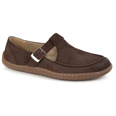 Damskie buty barefoot skórzane Olivier 1295 klamerka brązowe