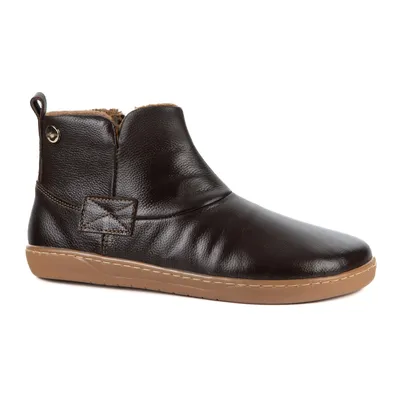 Buty damskie zimowe barefoot skórzane Z-B07 brązowe licowe na zamek