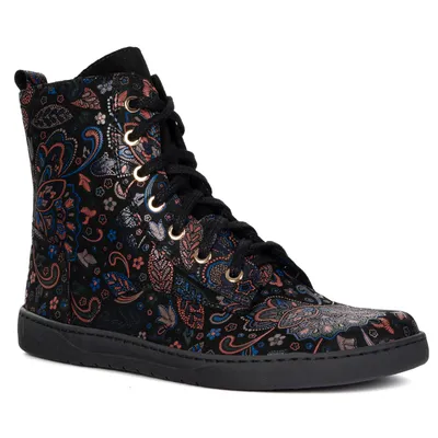 Buty damskie barefoot zimowe skórzane Olivier Liv 1303 ocieplane czarne wzory