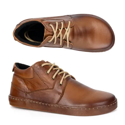 BAREFOOT Męskie buty ocieplane sznurowane minimalistyczne 116KZ jasny brąz