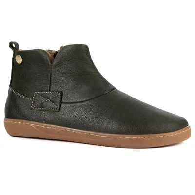 Buty damskie zimowe barefoot skórzane na zamek Z-B07 oliwkowe