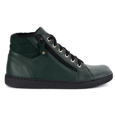 Damskie minimalistyczne buty skórzane zimowe barefoot 1293 zielone
