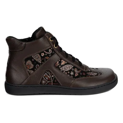 Zimowe buty barefoot Olivier Reese – minimalistyczne skórzane botki dla kobiet brązowe