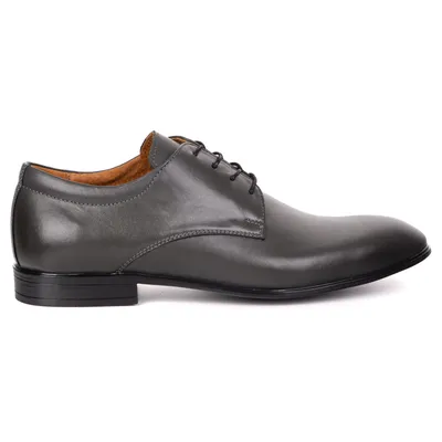 Buty męskie skórzane wizytowe Olivier 484 szare – klasyczne półbuty derby
