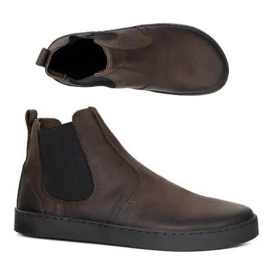 Buty męskie sztyblety barefoot skórzane Olivier 100KZ ciemny brąz