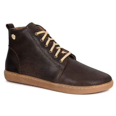 Buty damskie zimowe barefoot skórzane Z-B04 wzór brązowe