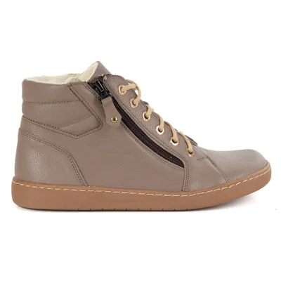 Damskie skórzane buty zimowe barefoot minimalistyczne model 1293 cappucino