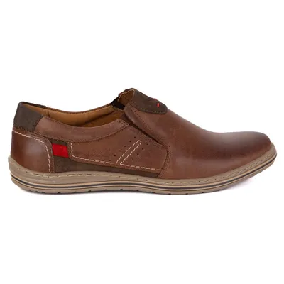 Buty wsuwane męskie ze skóry POLSKIE 800K brązowe