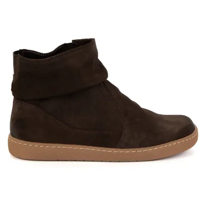 Damskie buty barefoot sztyblety z zamkiem ocieplane 1297 brąz welur