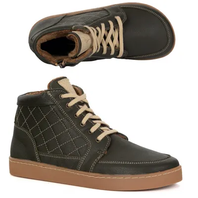 Buty damskie zimowe barefoot skórzane Z-B05 zielone