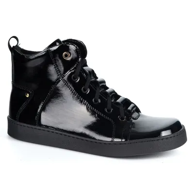 Barefoot buty skórzane minimalisthyczne Riley ocieplane czarne lakier
