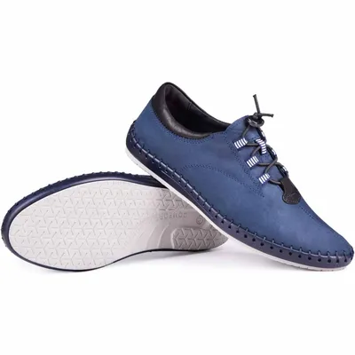 Buty męskie skórzane casual 337/53 granatowe